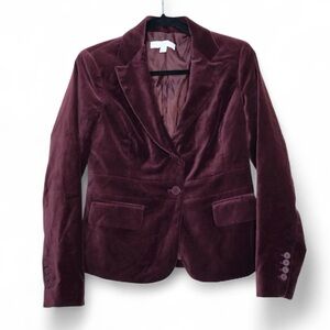 New York & Company Velvet Blazer - Deep Burgundy